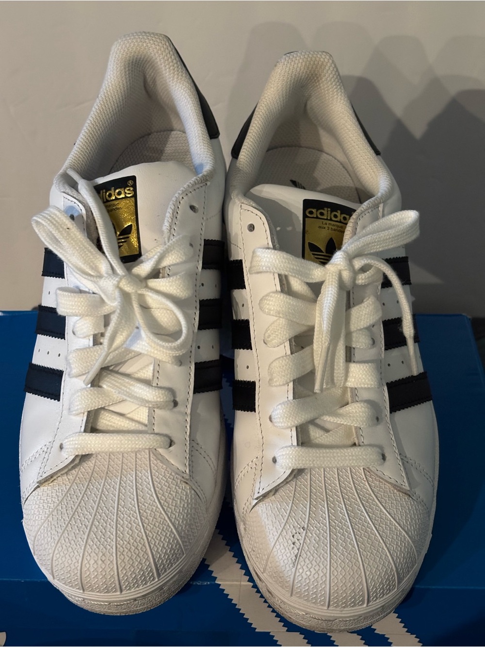 adidas Blue Box with White Logo and Black